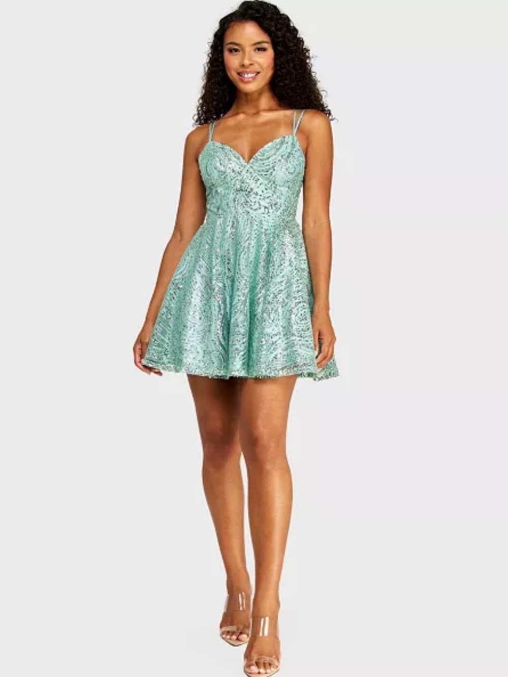 B Darlin Juniors' Lace Sweetheart Double-Strap Dress